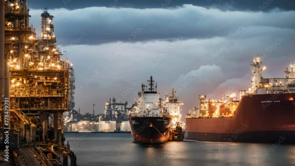 cargo ship in port with industrial cargo ship in port with industrial