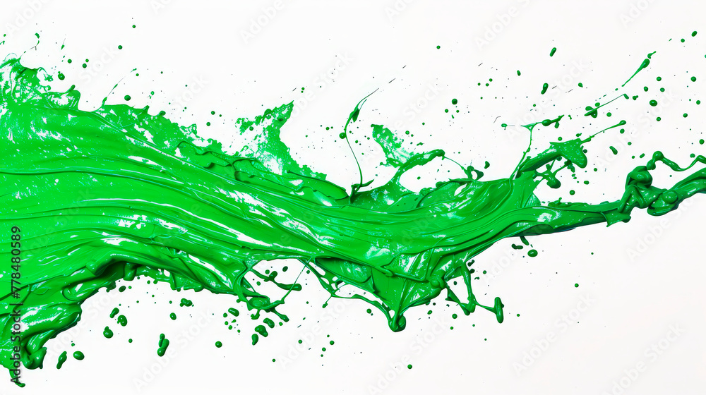 green paint splashes. A sweeping splash of green paint across a white background, full of movement and vibrant energy. green paint splashes. A sweeping splash of green paint across a white background, full of movement and vibrant energy.