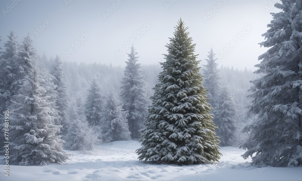 Fototapeta premium snow covered pine trees