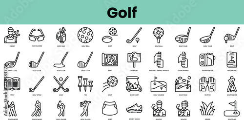 Set of golf icons. Linear style icon bundle. Vector Illustration photo