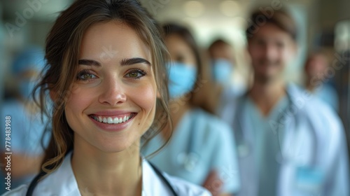 Smiling Medical Professionals in a Hospital Environment Generative AI