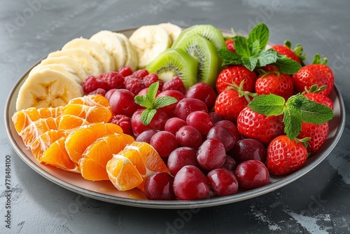 Plate of Fruit Arranged on Table