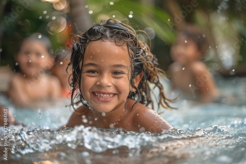 Kids Playing in a Pool of Water
