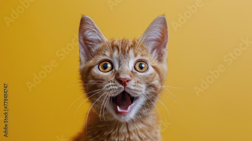 Startled Cat With Wide Open Mouth