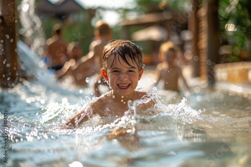 Young Boy Playing in Water