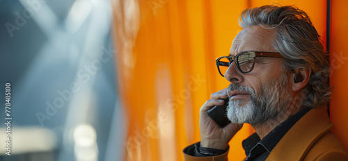 Man With Glasses Talking on Cell Phone