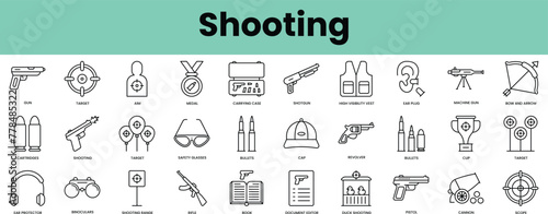 Set of shooting icons. Linear style icon bundle. Vector Illustration