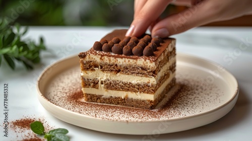 A Piece of Cake on a White Plate