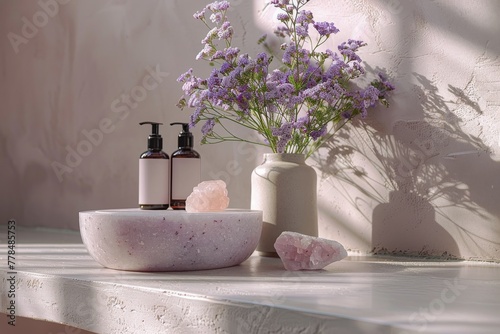 Three Vases With Flowers on a Table