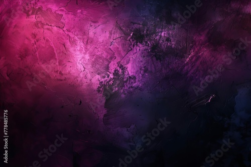 Dark and Moody Abstract Background with Magenta and Black Gradient, Grainy Noise Texture, and Glowing Highlights, Digital Painting