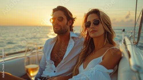 A Man and a Woman Sitting on a Boat