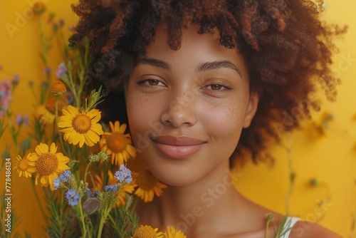 Woman Holding Bunch of Flowers Close to Face