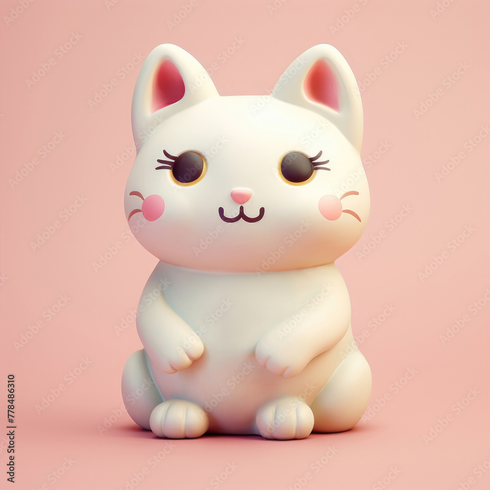 Adorable Japanese Maneki-Neko Lucky Cat in Clay 3D Model Adorable Japanese Maneki-Neko Lucky Cat in Clay 3D Model