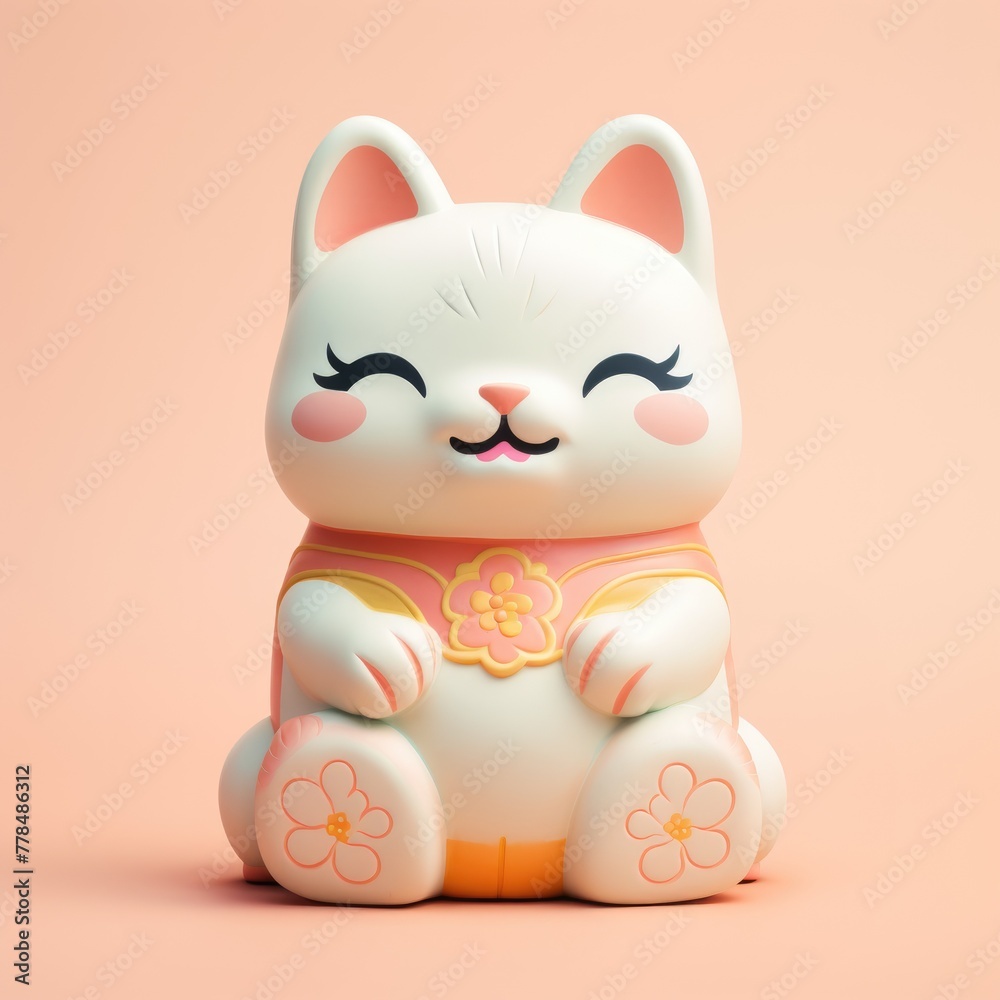 Adorable Japanese Maneki-Neko Lucky Cat in Clay 3D Model Adorable Japanese Maneki-Neko Lucky Cat in Clay 3D Model