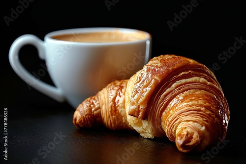Croissant and Coffee on Plate