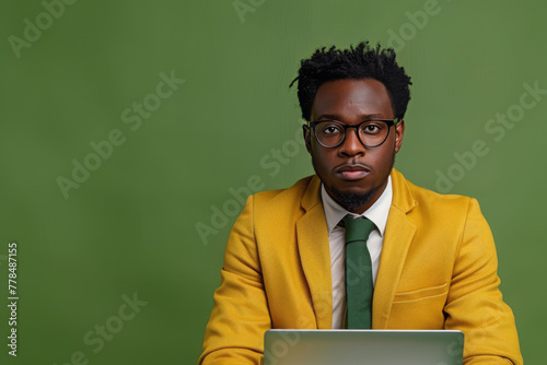 Man in Suit and Tie Working on Laptop