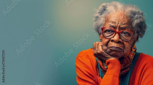 Old Woman in Glasses and Red Sweater