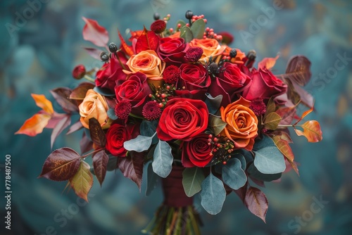 Red Roses Bouquet on Table