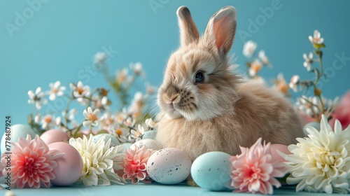 Rabbit Sitting Among Daisies