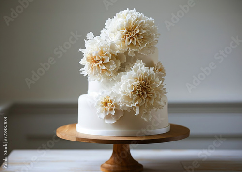 Close Up of a Cake Adorned With Flowers