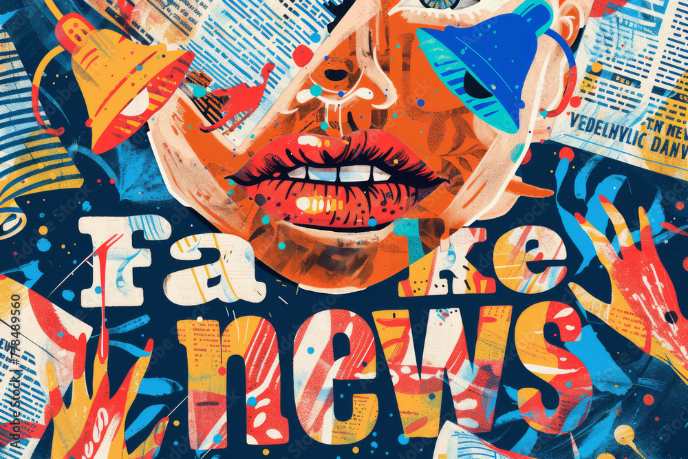 Fake news trendy vintage collage conception. Retro newspaper and torn paper. Elements for banners, poster, sosial media. 