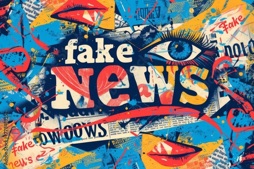 Fake news trendy vintage collage conception. Retro newspaper and torn paper. Elements for banners, poster, sosial media. 