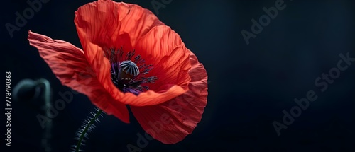 Elegant Poppy of Remembrance: A Symbolic Tribute with Space for Reflection. Concept Remembrance, Poppy Flowers, Symbolism, Tribute, Reflection
