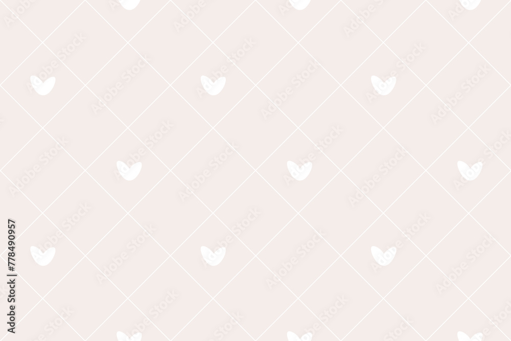 Vector seamless pattern Wrapping paper Textile Fabric typography 14 february Isolated white hearts Diagonal lines of a rhombus monochrome background Word Love day holiday Wedding Joy Simple design