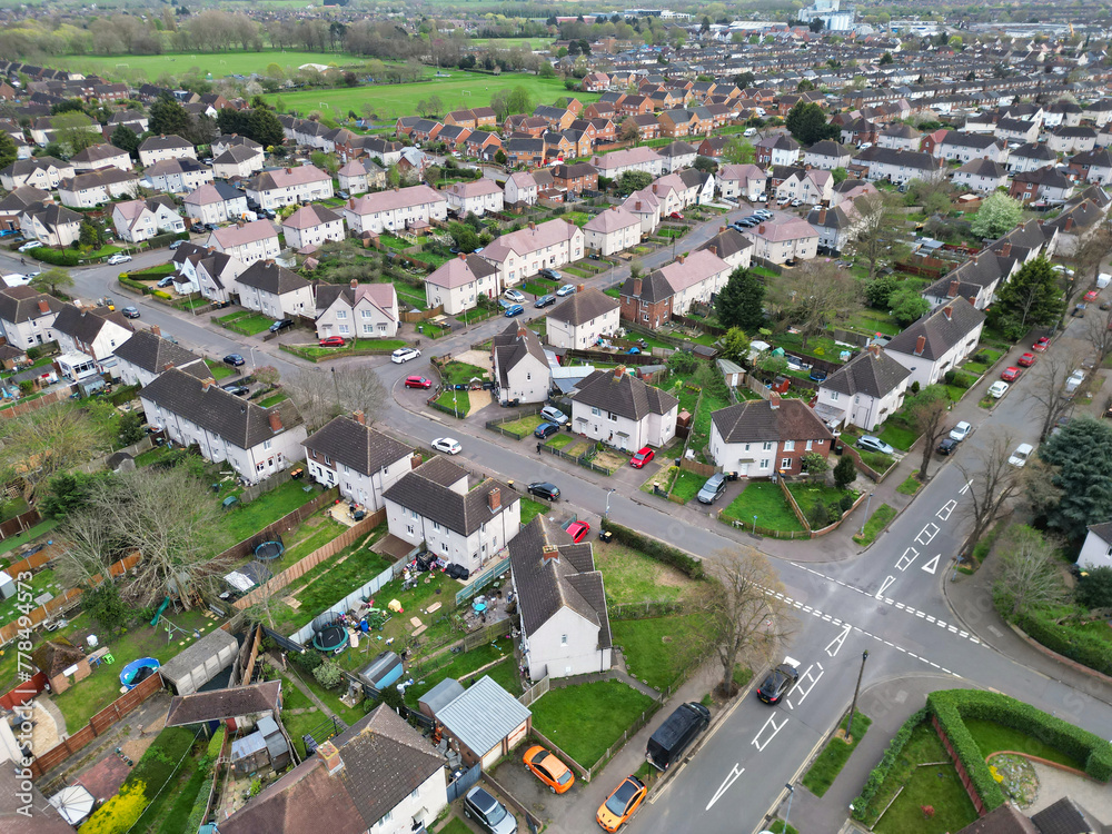 Aerial View of Bedford City of Bedfordshire, England UK During Windy and Cloudy Day. April 5th, 2024