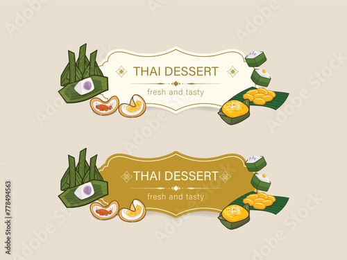 Thai dessert festival banner template. Thai Sweet coupon illustration vector design.