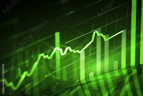 Green stock market graph indicating bullish upward trend  financial background