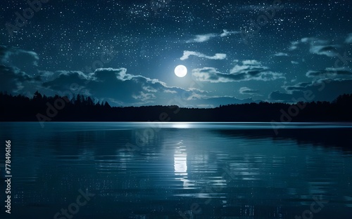 night landscape with moon and clouds