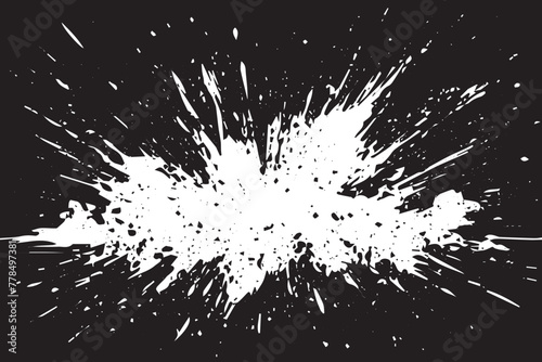 Monochromatic grunge texture, black concrete, stone, and abstract elements, shapes and slate. Charcoal splashes, dot work grain, and circular lines add artistic flair. Halftone, vector, fabric, spiral