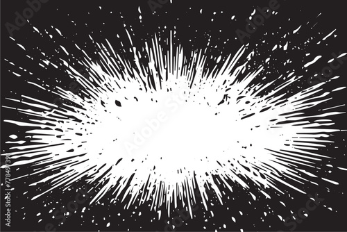 Monochromatic grunge texture, black concrete, stone, and abstract elements, shapes and slate. Charcoal splashes, dot work grain, and circular lines add artistic flair. Halftone, vector, fabric, spiral