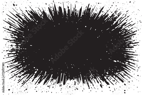 Monochromatic grunge texture, black concrete, stone, and abstract elements, shapes and slate. Charcoal splashes, dot work grain, and circular lines add artistic flair. Halftone, vector, fabric, spiral
