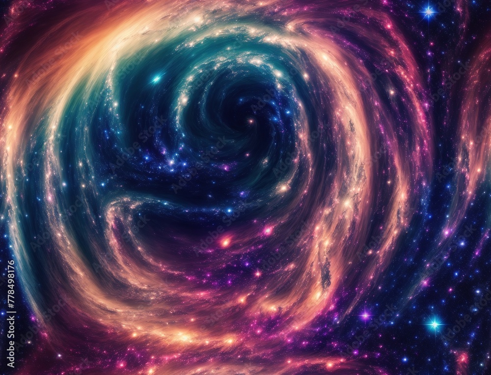 The image appears to be a swirling vortex of colorful stars and galaxies in space. - seamless and tileable The image appears to be a swirling vortex of colorful stars and galaxies in space. - seamless and tileable