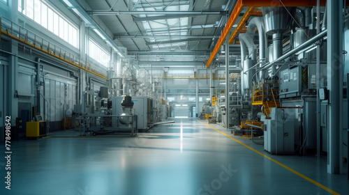 A plastics manufacturing plant with extrusion machines and injection molding equipment, temporarily inactive but ready to produce plastic products