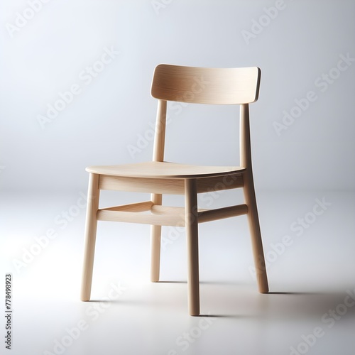 simple modern wooden chair, for outdoor and indoor in retro minimalistic style on white background