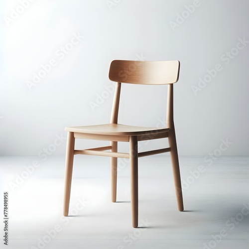 simple modern wooden chair, for outdoor and indoor in retro minimalistic style on white background