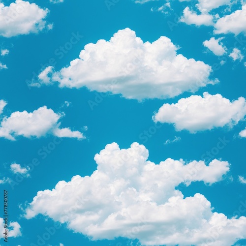 A blue sky with white clouds. - seamless and tileable