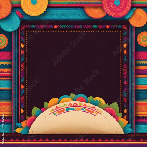 a colorful picture of a taco with abstract colorful taco theme party invitation
