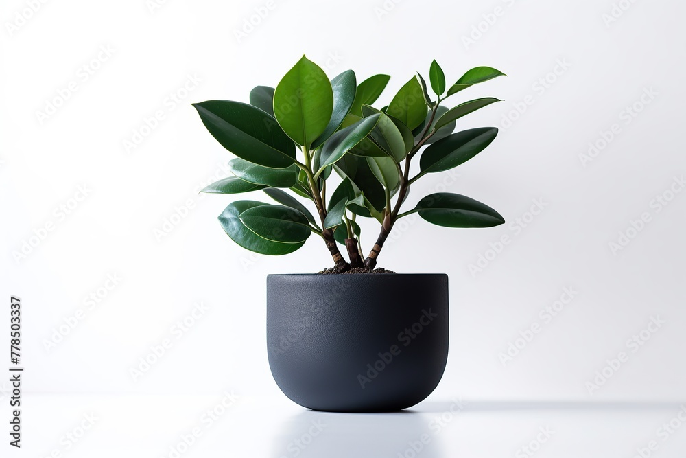 Black potted plant with a white background Generative AI