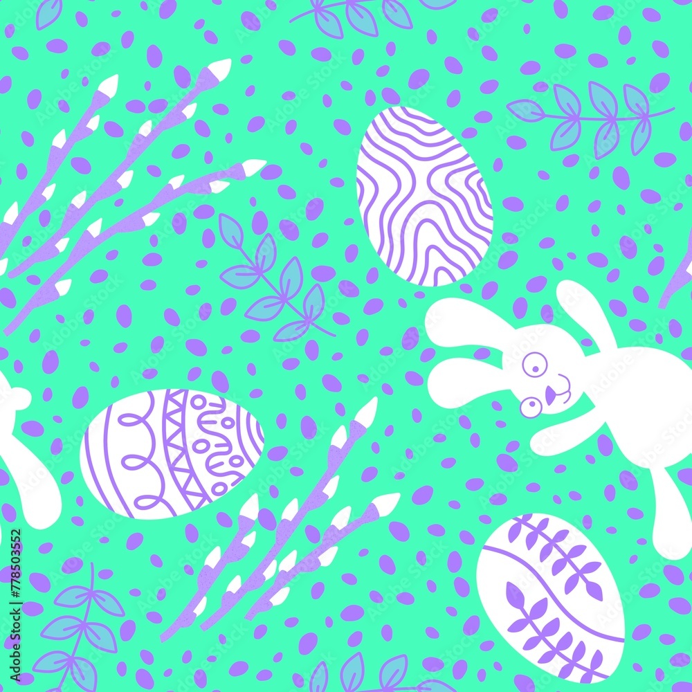 Easter animals bunnies seamless rabbit and eggs pattern for wrapping paper and kids clothes print and party accessories Easter animals bunnies seamless rabbit and eggs pattern for wrapping paper and kids clothes print and party accessories