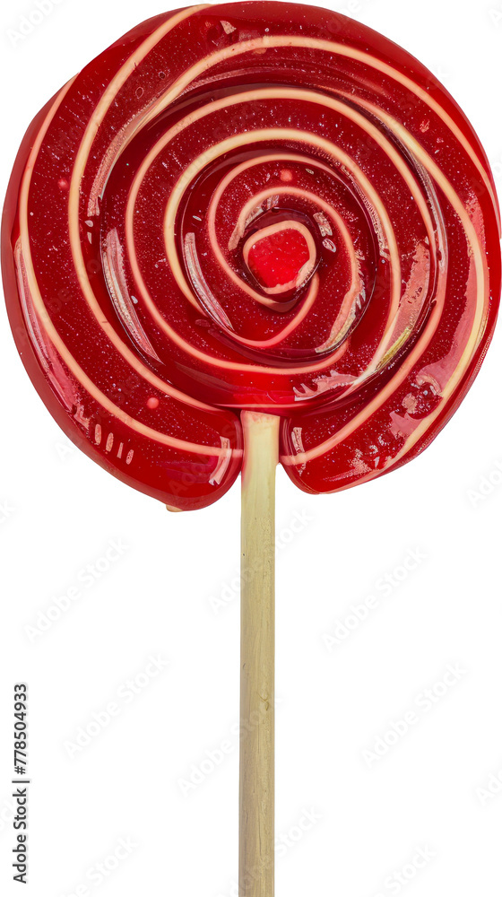 Colorful swirled lollipop with rainbow patterns cut out on transparent background Colorful swirled lollipop with rainbow patterns cut out on transparent background