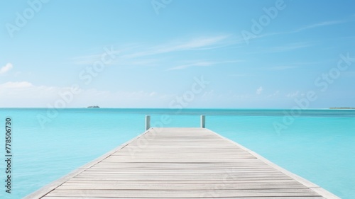 Old wooden bridge in the blue sea and beautiful sky © KidsStation