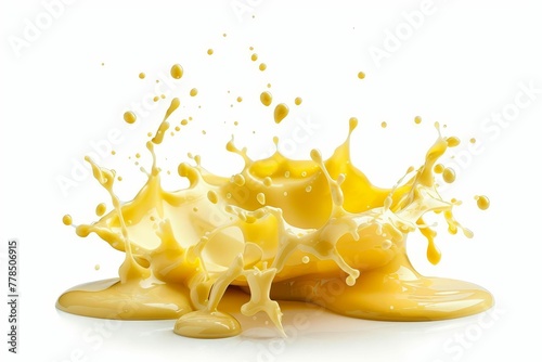 Splash of Melted Cheese Isolated on White Background, Clipping Path Included