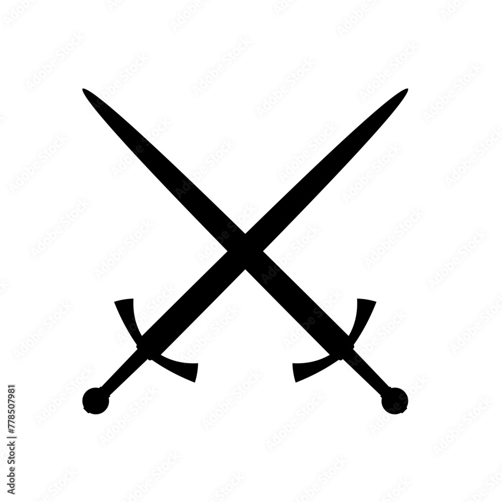 Two crossed medieval swords - vector illustration Two crossed medieval swords - vector illustration