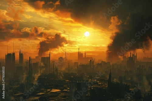 Apocalyptic End of the World Scenario Dystopian 3D Landscape Illustrating Extinction-Level Event