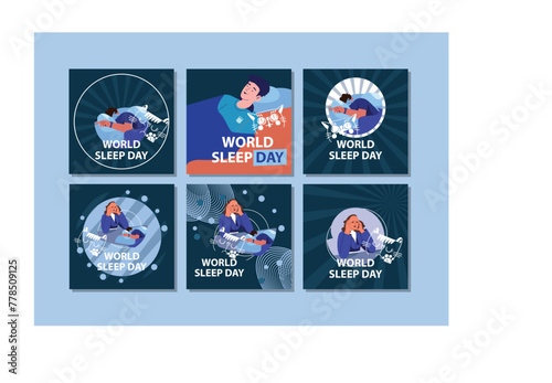 Vector enjoy night with world sleep day with cat