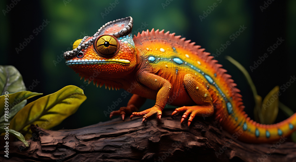 Obraz premium Chameleon's Forest Stroll